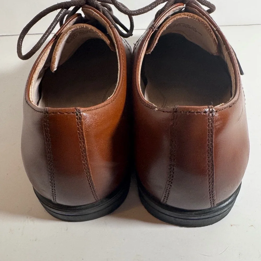 Florsheim Kids Boys Cognac Brown Leather Cap Toe Oxford Dress Shoes 5M 16599-221